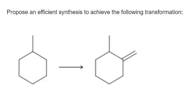 Propose an efficient synthesis to achieve the following transformation: