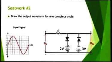 Seatwork #2
Draw the output wavetorm for one complete cycle.
rput Signal
2V
:3V
